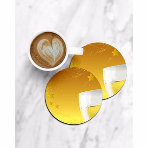 Beer Glass Printed Round Coaster