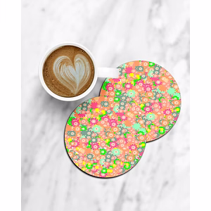 Floral Pattern Printed Round Coaster