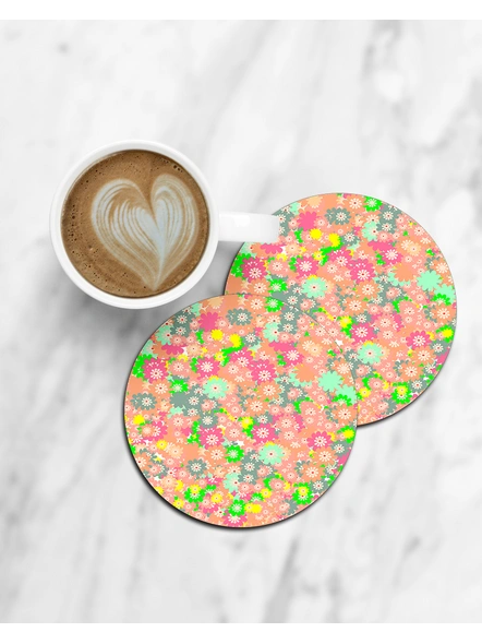 Floral Pattern Printed Round Coaster-CCOSTER0011