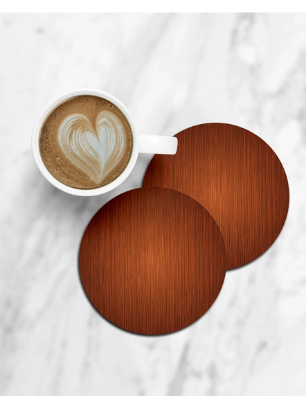 Brown Shade Wooden Look Round Coaster-CCOSTER0020