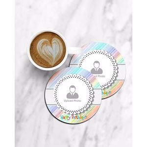Happy Birtthday Personalized Premium Round Designer Coaster
