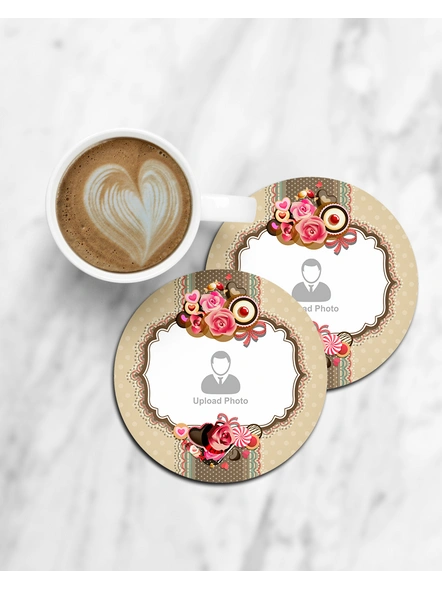 Beautiful Floral Designer Personalized Round Coaster-CCOSTER0024