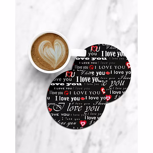 I Love You Designer Round Coaster