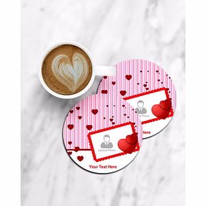 Hanging Hearts with Love Theme Personalized Round Coaster