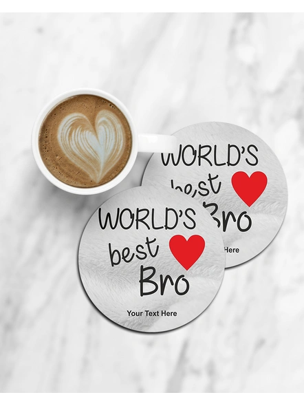 World's Best Bro Printed Round Coaster-CCOSTER0033