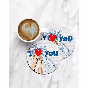 I Love You Holding Heart Printed Designer Round Coaster