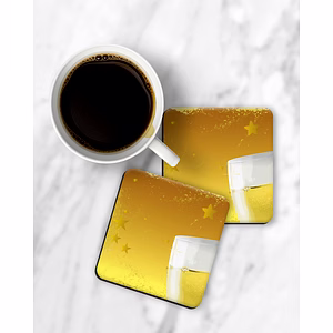 Beer Glass Printed Square Coaster