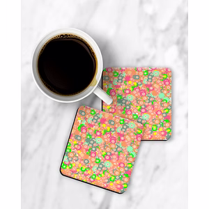 Floral Pattern Printed Square Coaster