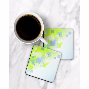 Green Block Patterns Printed Square Coasters