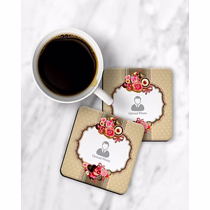 Beautiful Floral Designer Personalized Square Coaster