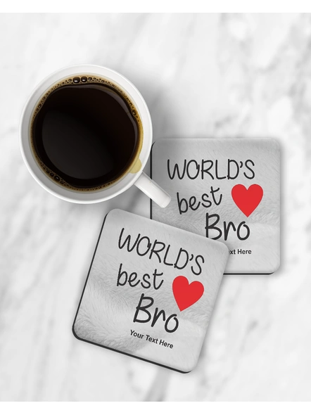 World's Best Bro Printed Square Coaster-RCOSTER0034