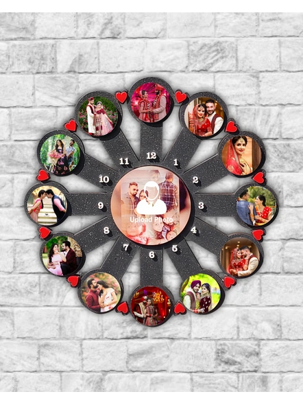 13 Photo Collage wooden Wall Clock-Anniv007-12-12
