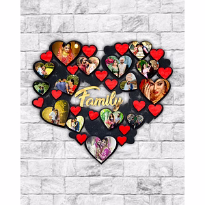 15 Photos Hearts Collage Wooden Frame