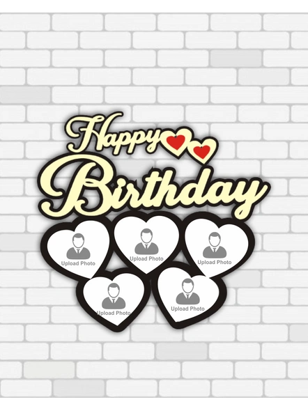5 Hearts personalized Happy Birthday Frame-15*13 Inches-1