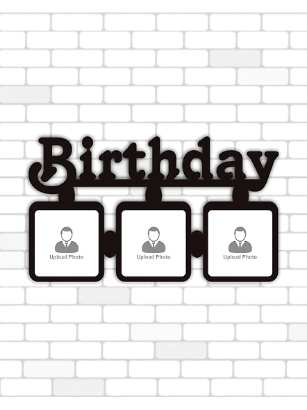 Happy Birthday wooden Frame 3 photos-12*8 Inches