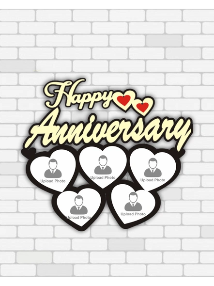 Happy Anniversary 5 hearts Personalized Wooden Frame-15*13Inches-1