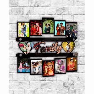 12 Photo Family wooden frame