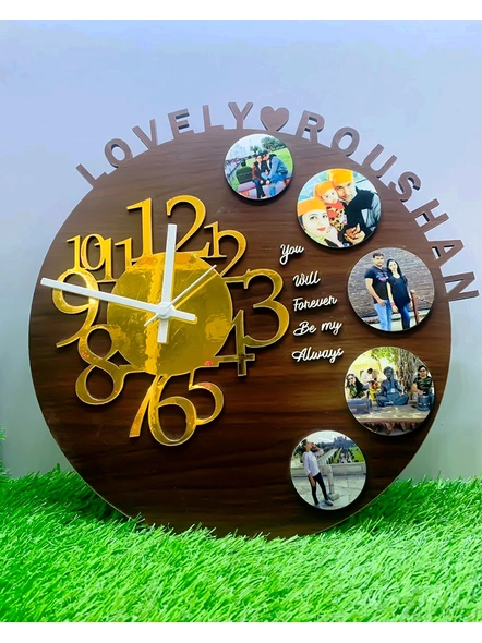 Clock Collage with Name and Text 5 Photos-Anniv037-14-14