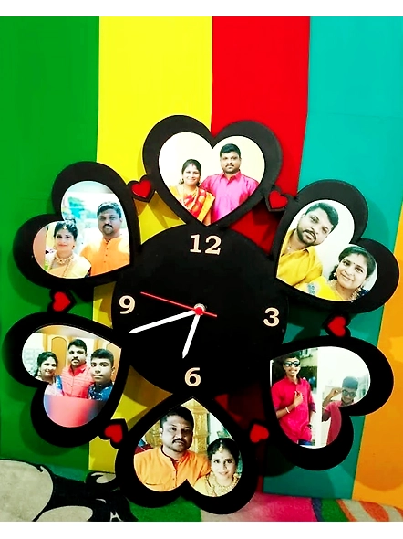 Happy Anniversary Collage Clock Heart Shape 6 Photos