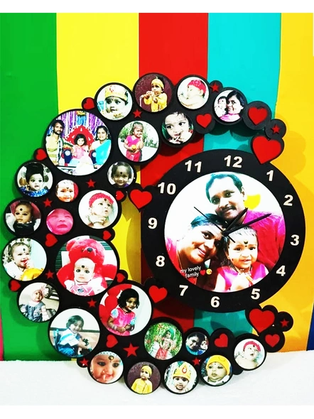 Moon Shape Collage Clock for Family Gifts-Famfrm037-12-12