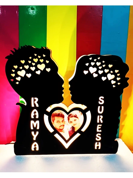 Wooden LED Cutout for Couple with Name and Photos-ptofrm075-8-12