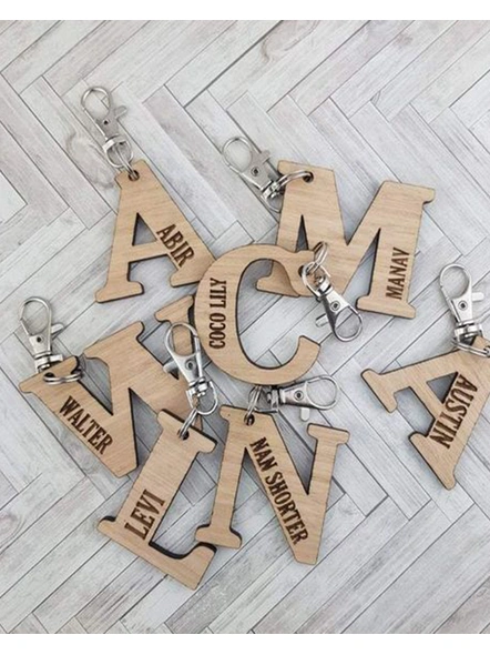 Engraved Letter Keychains-WoodKC-007