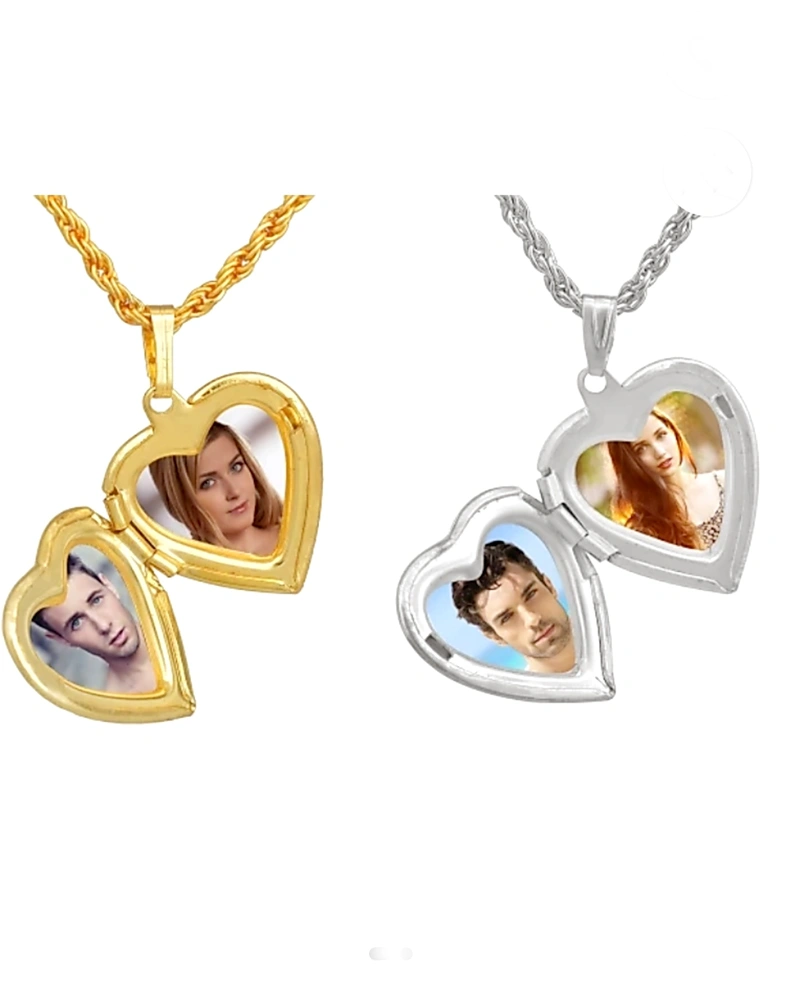 Romantic Personalized Photo Heart Locket with Couple Photos-1