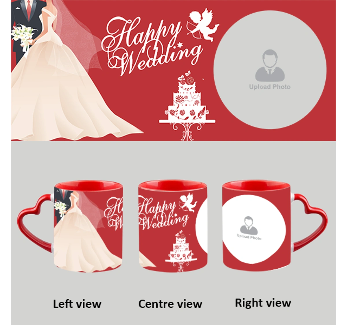 Couple wedding cake Heart handle Mug Personalised Gifts ...
