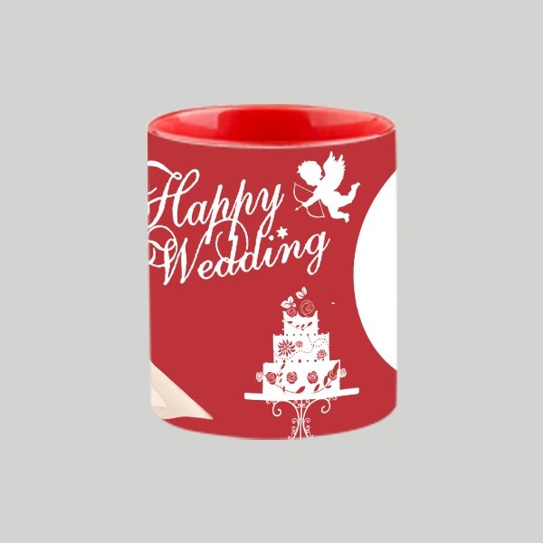 Couple Wedding Cake Heart Handle Mug-Heart Handle Photo Mug-2