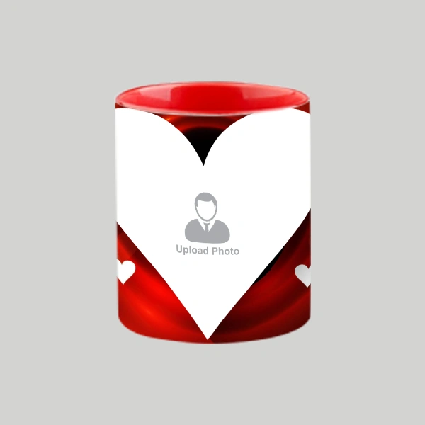 Red Hearts Happy Wedding Heart Handle Mug-Heart Handle Photo Mug-2