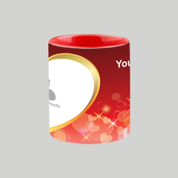 Candles Blowing Hearts Red Heart Handle Mug-Heart Handle Photo Mug-2