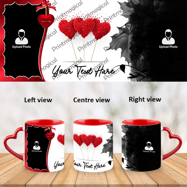 Flying Hearts Valentine Customized Heart Handle Mug-Heart Handle Photo Mug-1