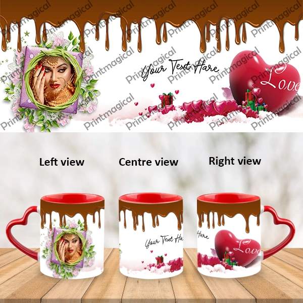 Chocolate Pudding Personalized Heart Handle Mug-Hearthandle-A019