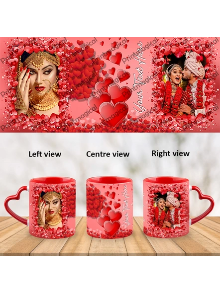 Valentine Hearts Pattern Elegant Looking Personalized Heart Handle Mug-Hearthandle-A021