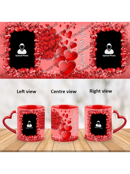 Valentine Hearts Pattern Elegant Looking Personalized Heart Handle Mug-Heart Handle Photo Mug-1