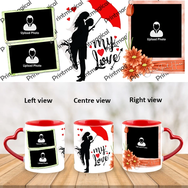 My Love Couple Love Personalized Heart Handle Mug-Heart Handle Photo Mug-1