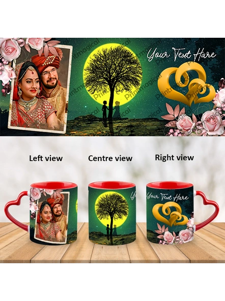 Night Moon View Couples Personalized Heart Handle Mug-Hearthandle-A026