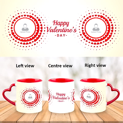 Circle Hearted Happy Valentines Heart Handle Mug