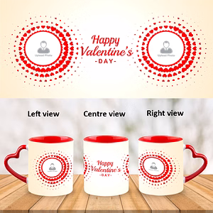 Circle Hearted Happy Valentines Heart Handle Mug