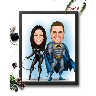 Batman Couple Caricature Frame Design 16
