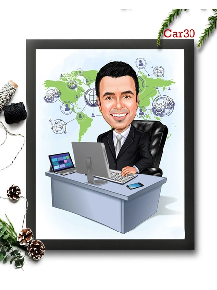 Business Man in Office Caricature Frame Design 30-Carc033