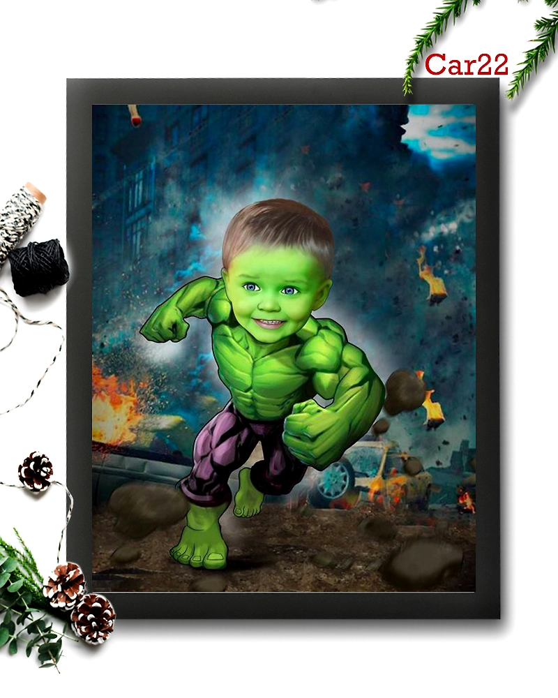 Hulk Kid Caricature Frame Design 22 at GL Bazaar