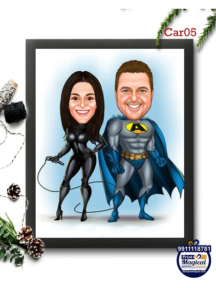 Batman Couple Caricature Frame Design 5-Carc008