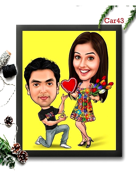 Boy Proposing Girl Caricature Frame Design 43
