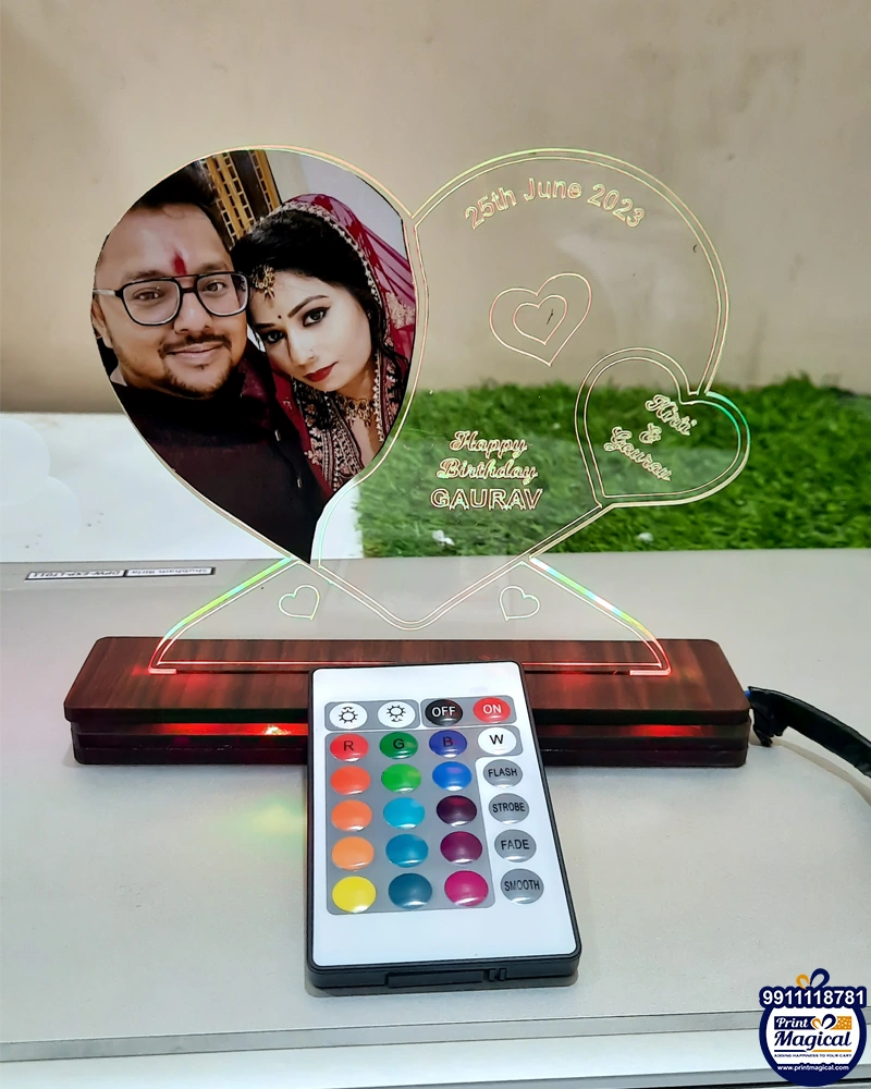 Personalized Anniversary LED Table Top with Remote Control Lights-5*7 Inches-3