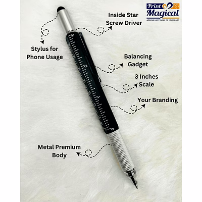 6-in-1 multifunction pen – stylus, ruler, gradient set, screwdrivers & ballpoint pen