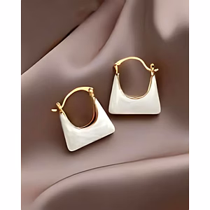Elegant Gold-Plated Handbag Hoop Earrings – Korean Vintage Purse Design