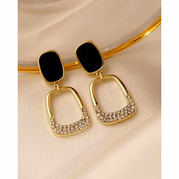korean square rhinestone geometric dangle earrings – print magical gifts