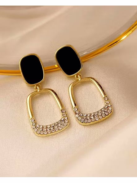 Korean Square Rhinestone Geometric Dangle Earrings – Print Magical Gifts