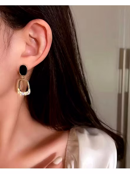 Korean Square Rhinestone Geometric Dangle Earrings – Print Magical Gifts
